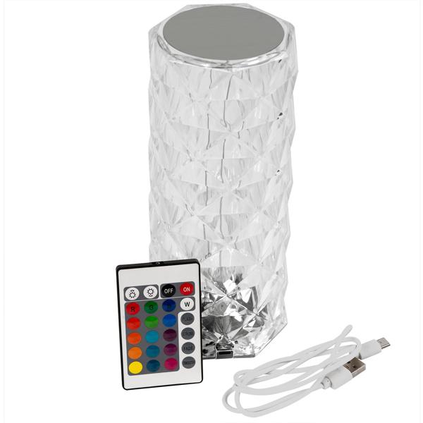 Table lamp, crystal design, 16 colors, touch, 9 x 21 x 9 cm