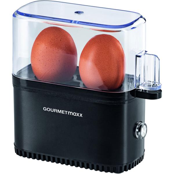 Compact egg cooker for 2 eggs (250 W): silver/black mini egg cooker for perfectly cooked eggs – fast, easy & space‑saving