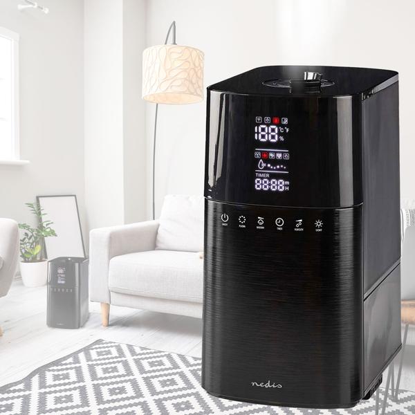 Humidifier with light & fragrance for rooms up to 50 m², 6l, black
