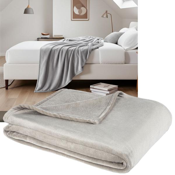 Cuddly blanket L, light gray, couch blanket, 180 x 200 cm