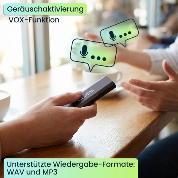 Hochwertiger digitaler Voice-Recorder mit Geräuschaktivierung – ideal für Interviews, Meetings & Sprachaufnahmen, lange Aufnahmezeit bis 90 h