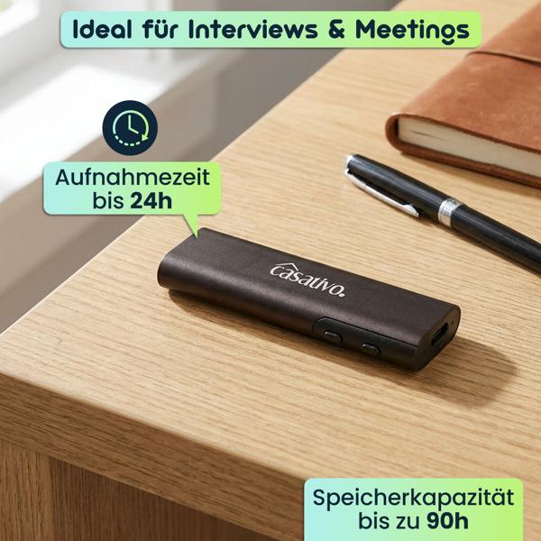 Hochwertiger digitaler Voice-Recorder mit Geräuschaktivierung – ideal für Interviews, Meetings & Sprachaufnahmen, lange Aufnahmezeit bis 90 h