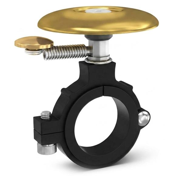 Campanello compatto per bicicletta – extra forte per la sicurezza nel traffico – Ø 4,8 cm – colore oro – montaggio rapido per ogni bici, campanello piatto