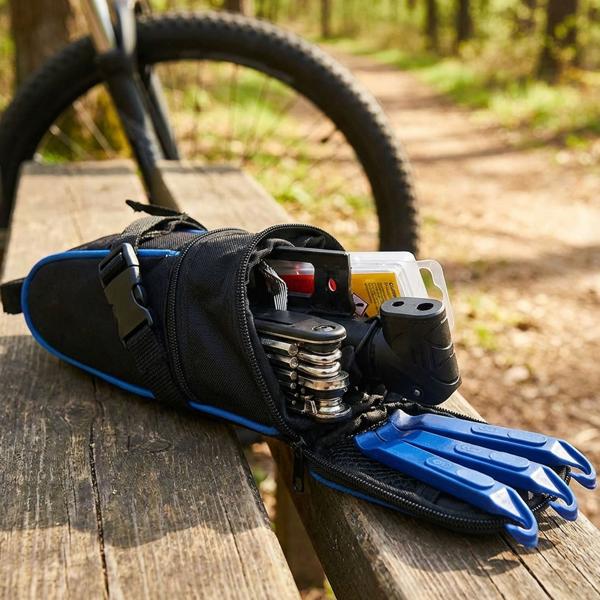 Velo-Werkzeug-Set 7-teilig - Komplett-Reparaturset für Fahrrad-Pannenhilfe - Inkl. Teleskop-Luftpumpe, Reifenheber, Multitool & Transporttasche