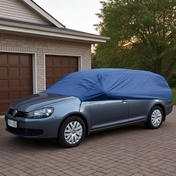 Demi-bâche auto L classe compacte – Protection du véhicule toute l’année contre la poussière, les feuilles, la neige et le verglas – 284 x 147 x 51 cm – Résiste au froid jusqu’à -30 °C