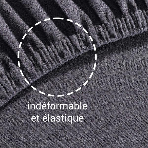 Drap housse en jersey Premium – pour lit 1 place – noir 