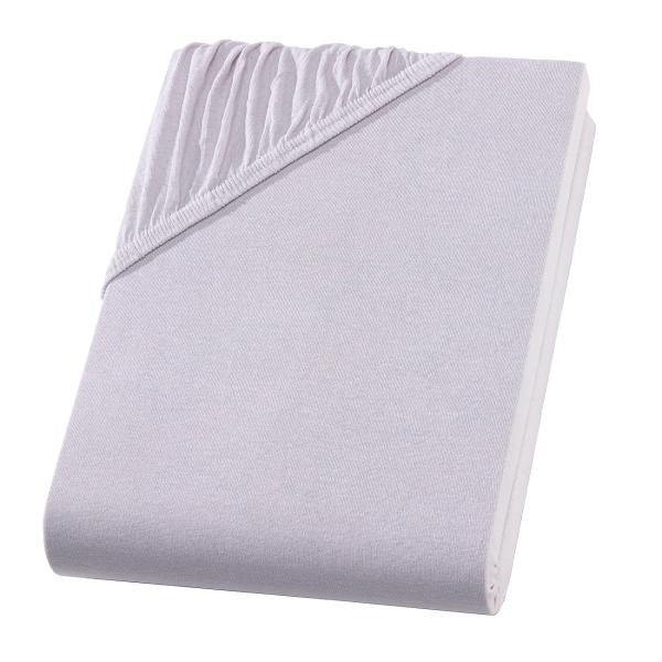 Drap housse en jersey Premium – pour lit d’eau/boxspring 2 places – argent