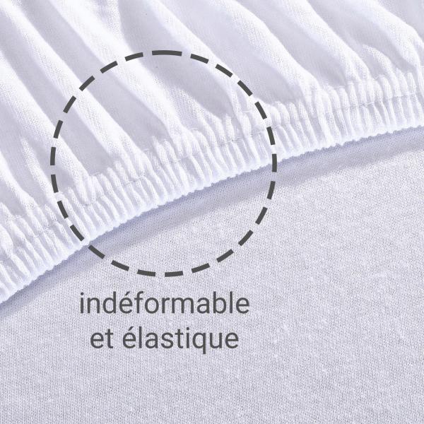 Double bed quality jersey fitted sheet, oversize & overlength, white