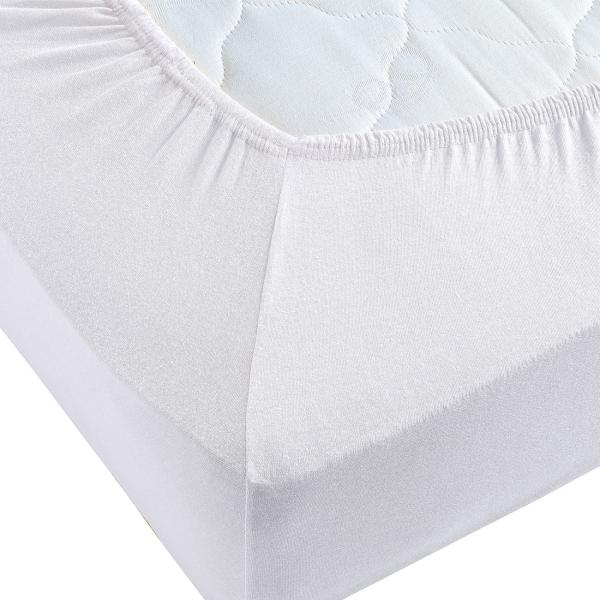 Double bed quality jersey fitted sheet, oversize & overlength, white