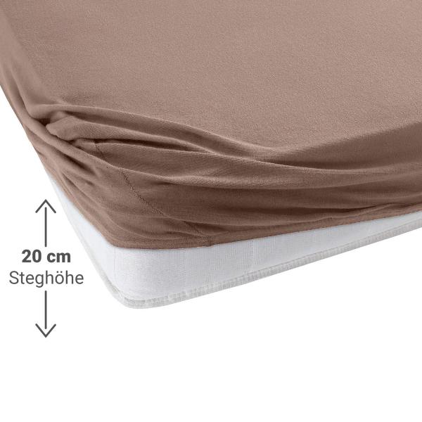 Copriletto a molle insacchettate Lenzuolo matrimoniale in jersey di qualità premium, torrone, 200 x 200 cm