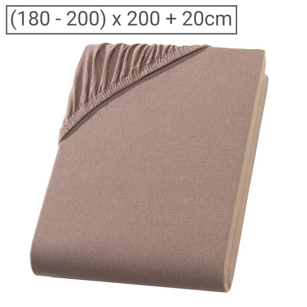 Copriletto a molle insacchettate Lenzuolo matrimoniale in jersey di qualità premium, torrone, 200 x 200 cm