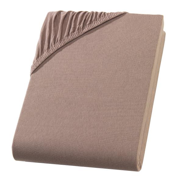 Copriletto a molle insacchettate Lenzuolo matrimoniale in jersey di qualità premium, torrone, 200 x 200 cm
