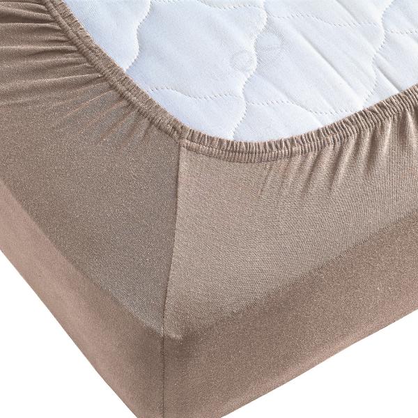 Copriletto a molle insacchettate Lenzuolo matrimoniale in jersey di qualità premium, torrone, 200 x 200 cm
