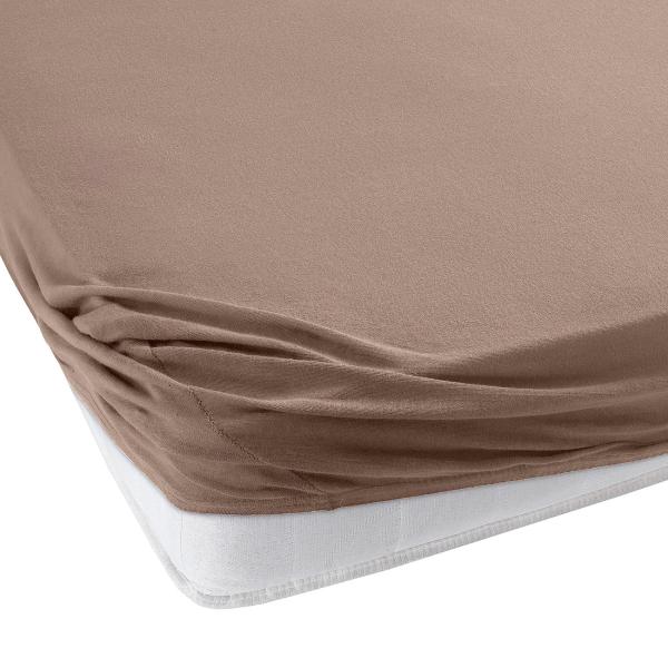 Copriletto a molle insacchettate Lenzuolo matrimoniale in jersey di qualità premium, torrone, 200 x 200 cm