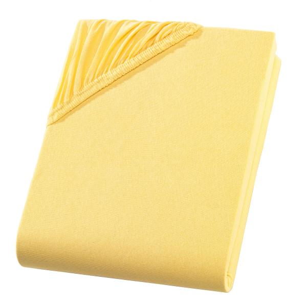 SUPERB waterbed / box spring jersey fitted sheet corn yellow, bar 40cm
