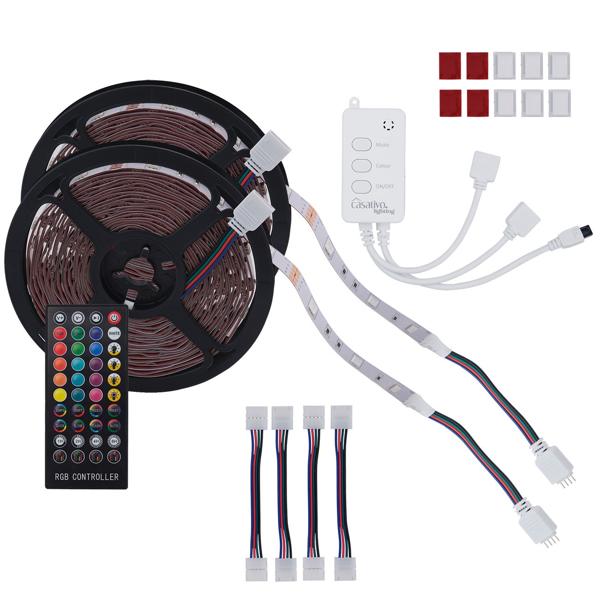 LED strip, WiFi, RGB, 10 m, 300 LEDs, 16 million colors, remote control, app, voice and music control, compatible with Google, Siri, Alexa, Tuya 