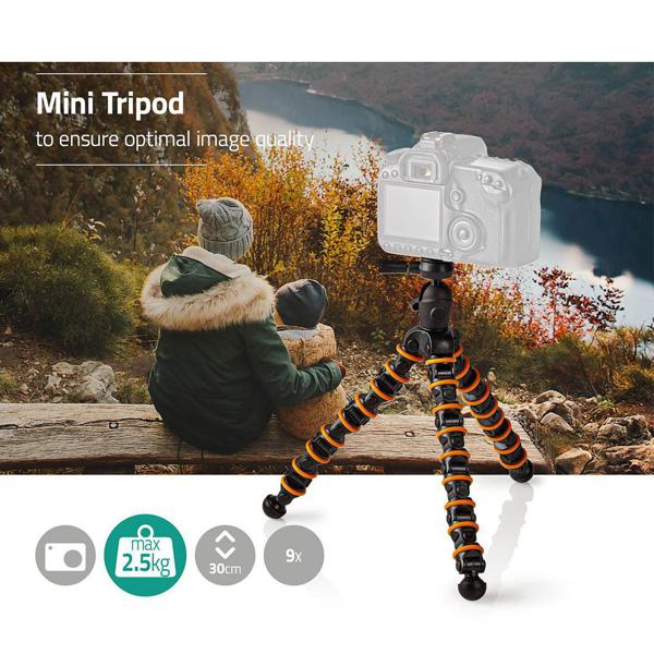 Flexible camera tripod, 9 segments, 30 cm