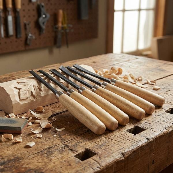 Präzises Holz-Schnitzwerkzeug-Set, gehärtete Klingen, 6-tlg.: für Holzbearbeitung, Modellbau & Kunsthandwerk