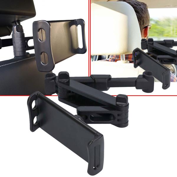 Kopfstützenhalterung verstellbar - Für Tablet, Handy, Switch bis 12.5 Zoll - Teleskoparm 8-26cm - 360° drehbar - Für entspannte Autofahrten