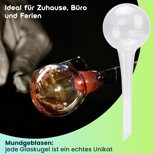 4er-Set Wassersparende Pflanzen Bewässerungskugeln aus Glas, Ø 6 x H 15 cm, Giesskugeln transparent, ideal für Zuhause, Büro und Ferien