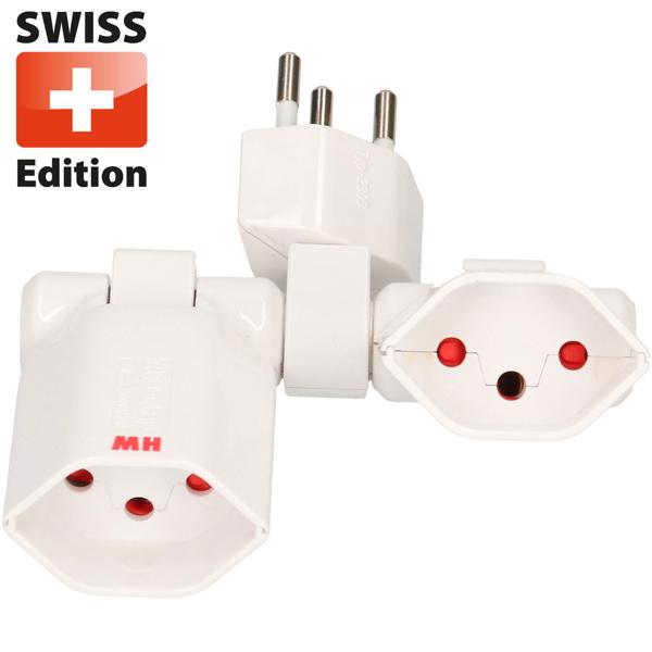Practical Clip Clap junction plug 2x type 13, 3-pin, white, compact plug for more sockets, simple, safe and space-saving