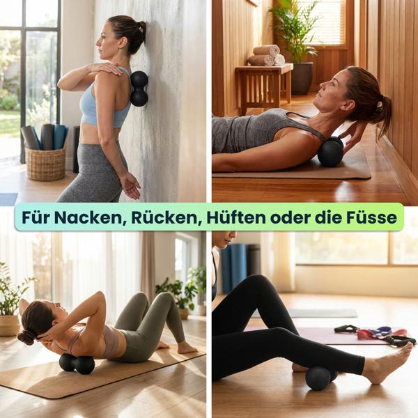 2er-Set Duo-Faszienmassage-Bälle für punktuelle Rückenmassage - Gezielte Verspannungslösung-Faszientraining-Muskellockerung - Ø 8 & 12 cm