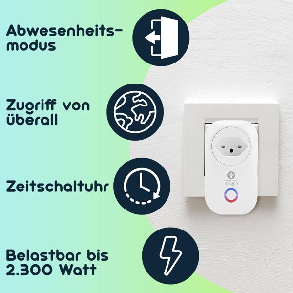 Smarte WLAN-Steckdose mit Strommessung: WiFi-Funkschalter (weiss) für App-gesteuerte Energieersparnis & bequeme Gerätesteuerung