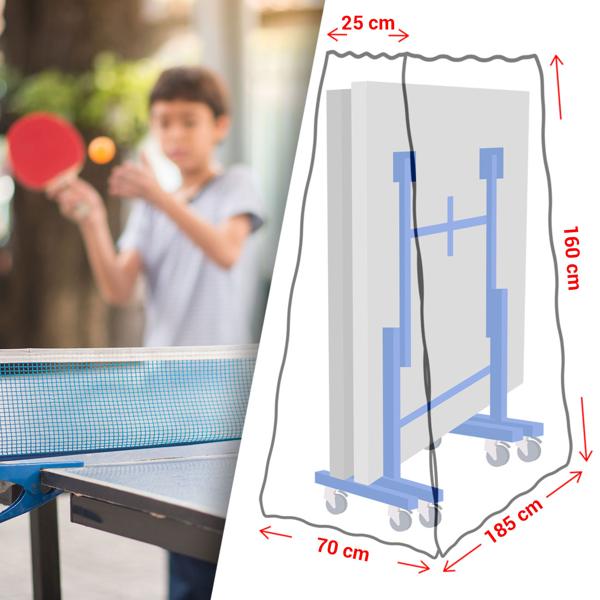Telo di copertura per tavoli da ping pong, 185x160x70 cm – Resistente alle intemperie, ai raggi UV e agli strappi, con robusti occhielli in metallo