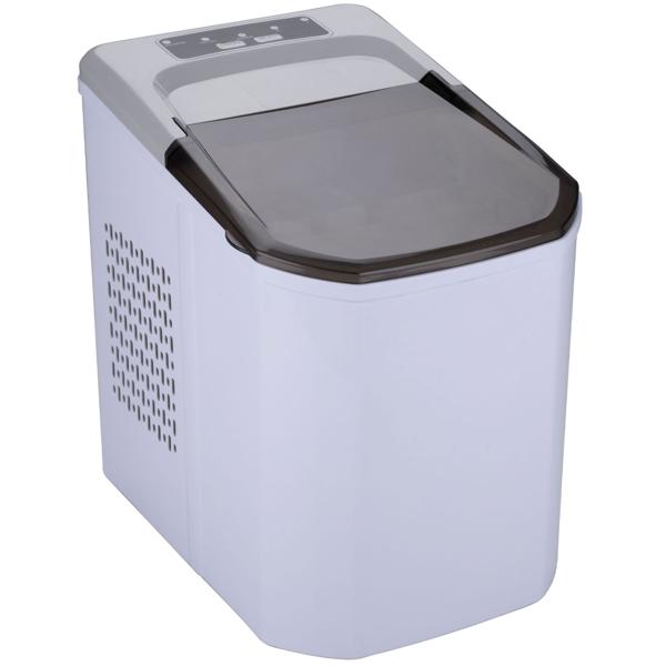XL ice cube maker with ice scoop, 12-15 kg in 24 h, 2 sizes of ice cubes adjustable, LED display, white - black