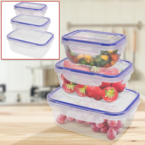 Boîtes fraîcheur (Lot de 3) - Conservation hygiénique aliments frigo/garde-manger - 400/800/1400 ml - Joint silicone - Lavable lave-vaisselle
