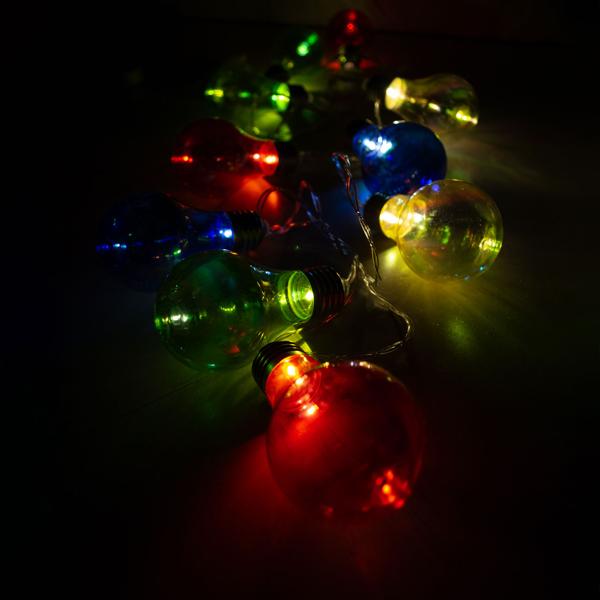 2er-Set Lichterkette mit 10 bunten Lampen, Batteriebetrieb