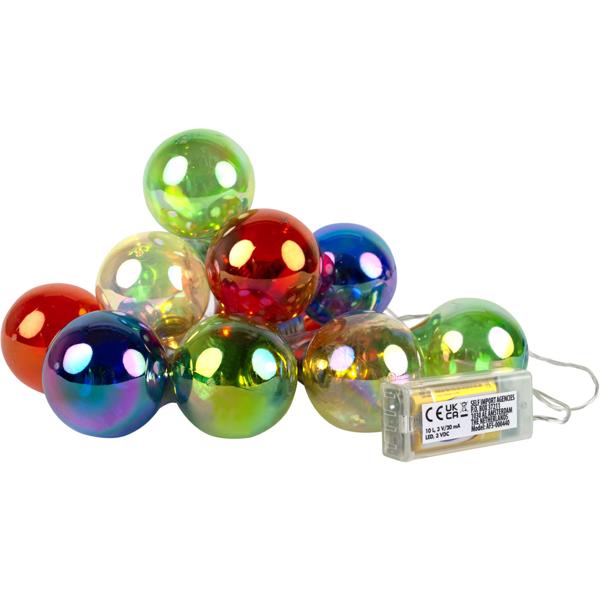 2er-Set Lichterkette mit 10 bunten Lampen, Batteriebetrieb