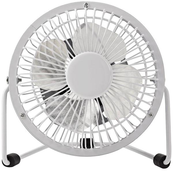 Small USB fan (Ø 10cm): Quiet table fan (3W, white) made of metal for flexible cooling. Perfect for the office & traveling