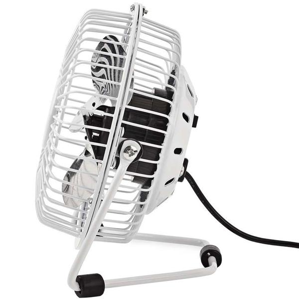Small USB fan (Ø 10cm): Quiet table fan (3W, white) made of metal for flexible cooling. Perfect for the office & traveling
