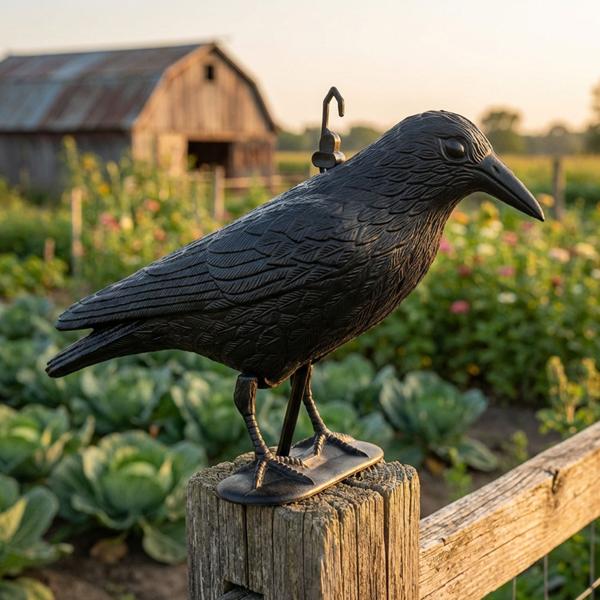 Lot de 2 corbeaux noirs résistants aux intempéries pour la répulsion des oiseaux – 35 x 19 x 13 cm – protection contre les pigeons et les moineaux, etc. – durable et efficace pour le jardin, le balcon et le toit