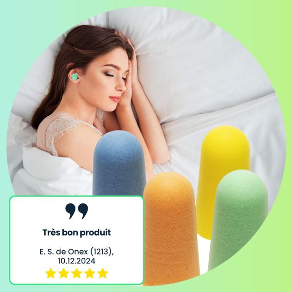 Bouchons d’oreille, 100 pièces, multicolores, SNR 33 dB, confort élevé, pour les environnements bruyants: travail, fêtes, événements et un meilleur sommeil