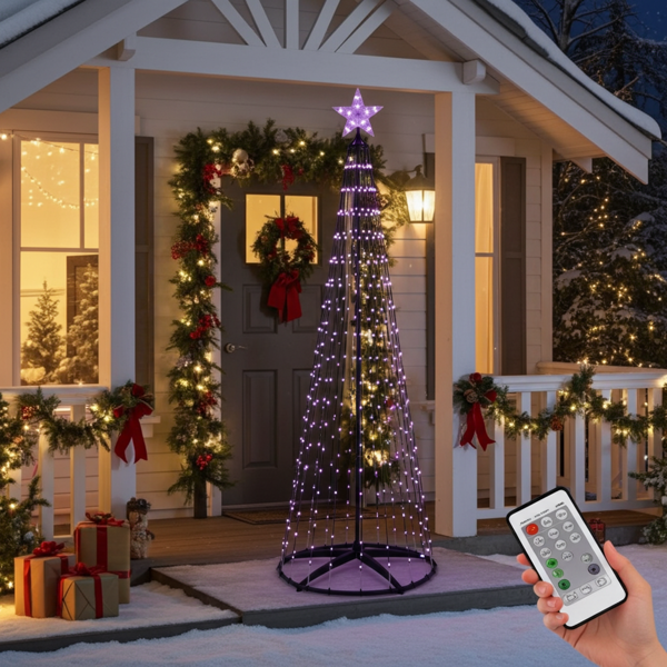 Sapin De Noël Artificiel Doré 210 Cm – Avec Support Stable, 910 Branches, Facile à Monter