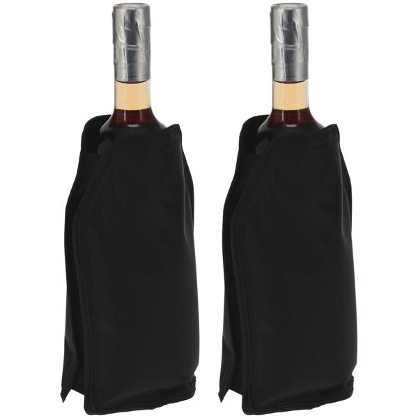 2er-Set Flaschenkühler Kühlmanschette Schwarz – Flexible Flaschenkühlhülle für Weinflasche, Sektflasche & Getränke mit Gel Füllung, Leicht & Handlich