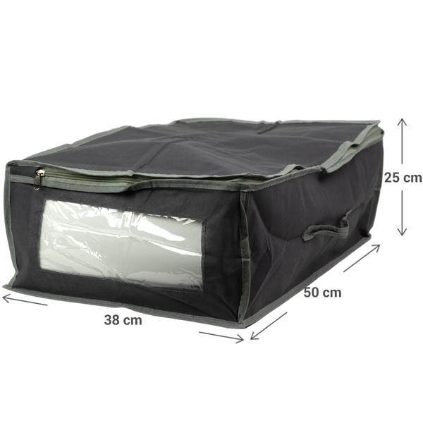 set of 2 underbed drawers with viewing window & handle, 50 x 38 x 20cm, gray