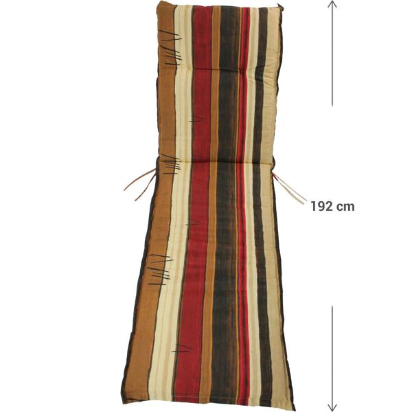 Cuscino per lettino, fantasia a righe, toni della terra, cuscino per lettino reclinabile, 192 cm, ideale per lettini da giardino e lettini prendisole