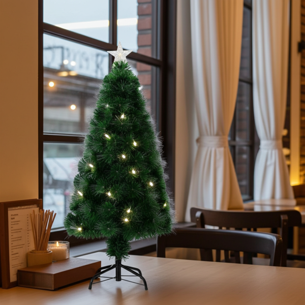 Sapin de Noël artificiel - Aspect naturel & réutilisable chaque année - 60 LED blanc chaud - Étoile lumineuse - H60cm - Déco intérieure festive