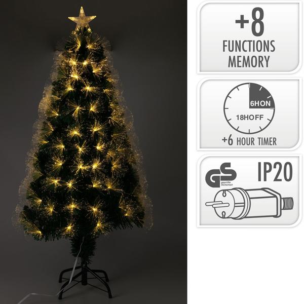 Christmas tree in natural fiber look with 90 LEDs warm white & LED star tip, H 90 cm