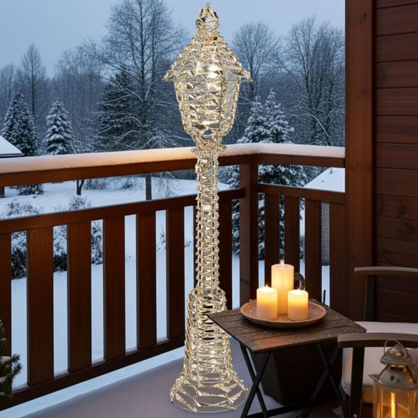 Lanterne LED dorée 720 Micro-LED - Éclairage romantique pour fêtes de Noël - Minuterie IP44 - 30x30x140cm