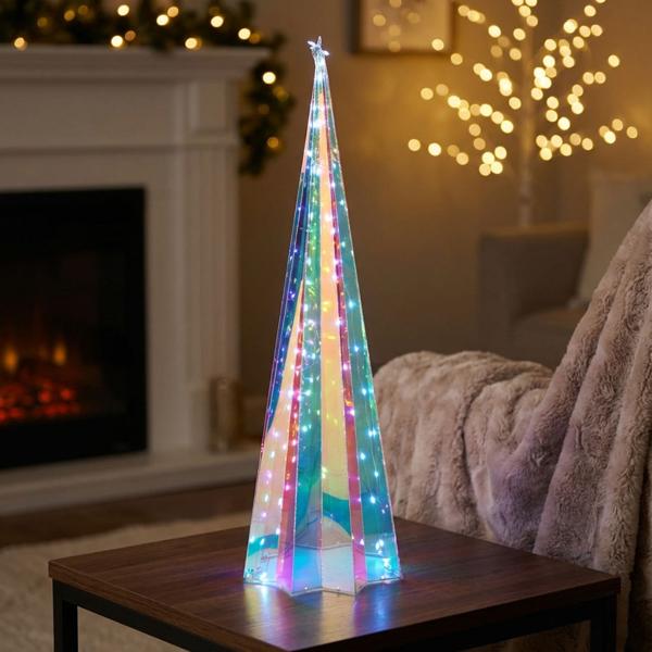 Piramide luminosa a LED arcobaleno, 50 micro LED, gioco di luce decorativo e colorato come luce notturna o illuminazione per feste