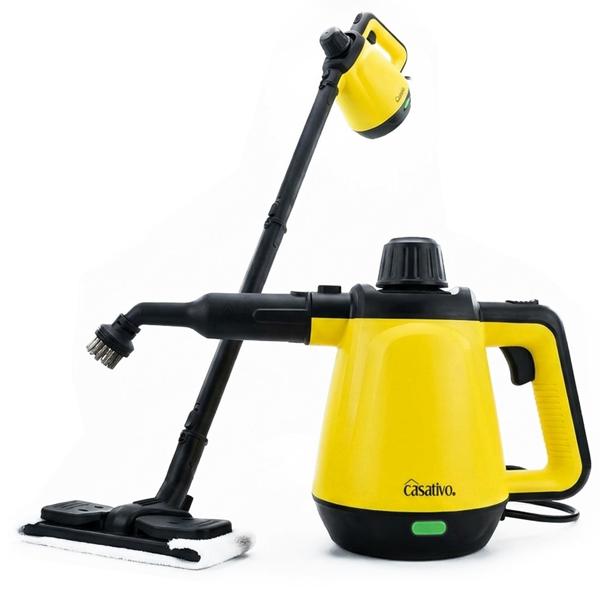 Premium steam cleaner, mobile, 3.5 bar pressure, 16 accessory attachments, powerful 1,200 W, against grease and dirt in kitchen, bathroom, furniture, upholstery, car