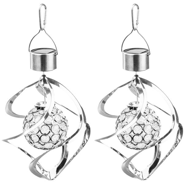 set of 2 solar wind chimes with light ball, RGB, 16 x 23 cm