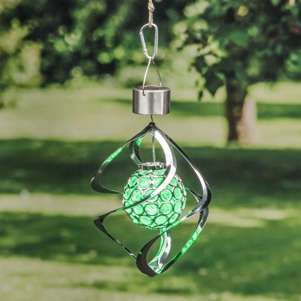 set of 2 solar wind chimes with light ball, RGB, 16 x 23 cm