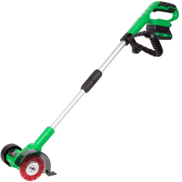 Convenient cordless crevice brush, 20V, 2000mAh, with guide wheel - Cordless, silver-green, effortless cleaning of driveways and patios