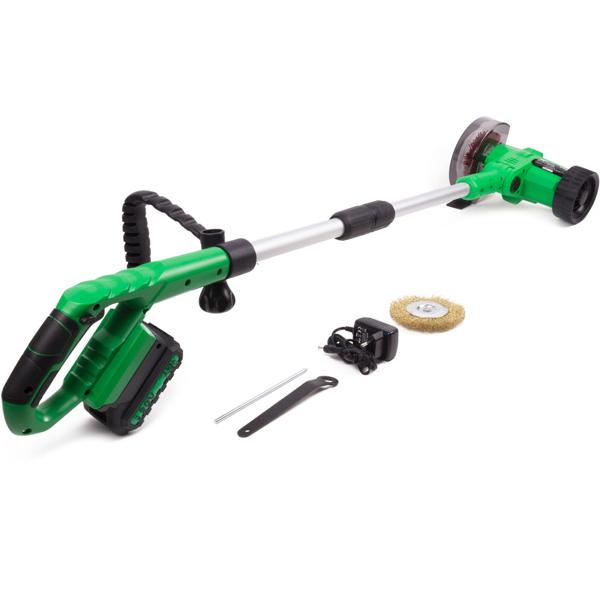 Convenient cordless crevice brush, 20V, 2000mAh, with guide wheel - Cordless, silver-green, effortless cleaning of driveways and patios