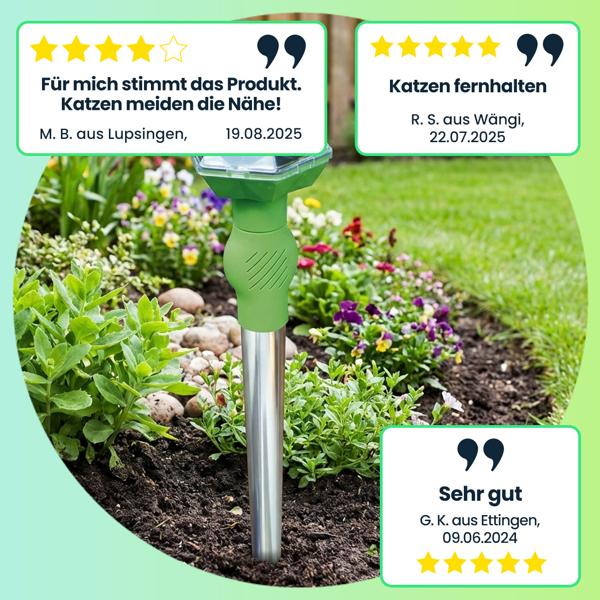 2er-Set Universal Ultraschall-Tiervertreiber, Solar & Akku, bis 40 m², Hunde- & Katzenschreck, mobil, sichere Tierabwehr, ohne Chemie